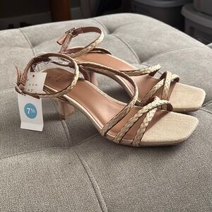 Women's Tan Strappy Heeled Sandals